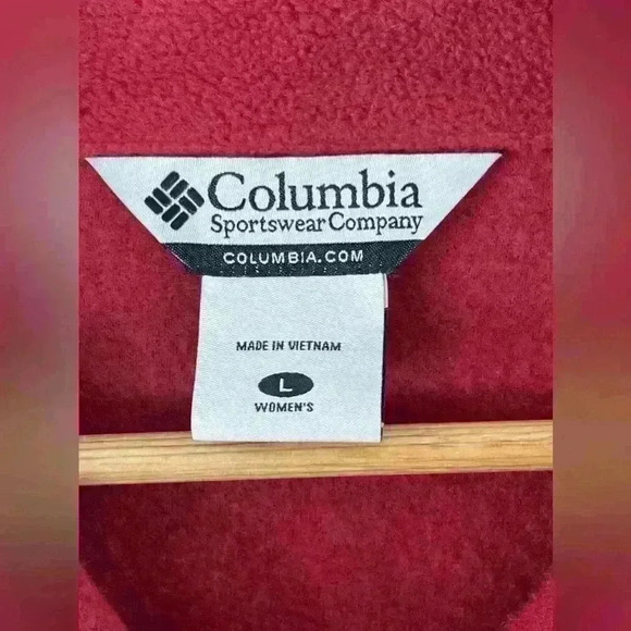 Columbia Full Zip Dark Red Rust Fleece Jacket Women's Large - Picture 2 of 10